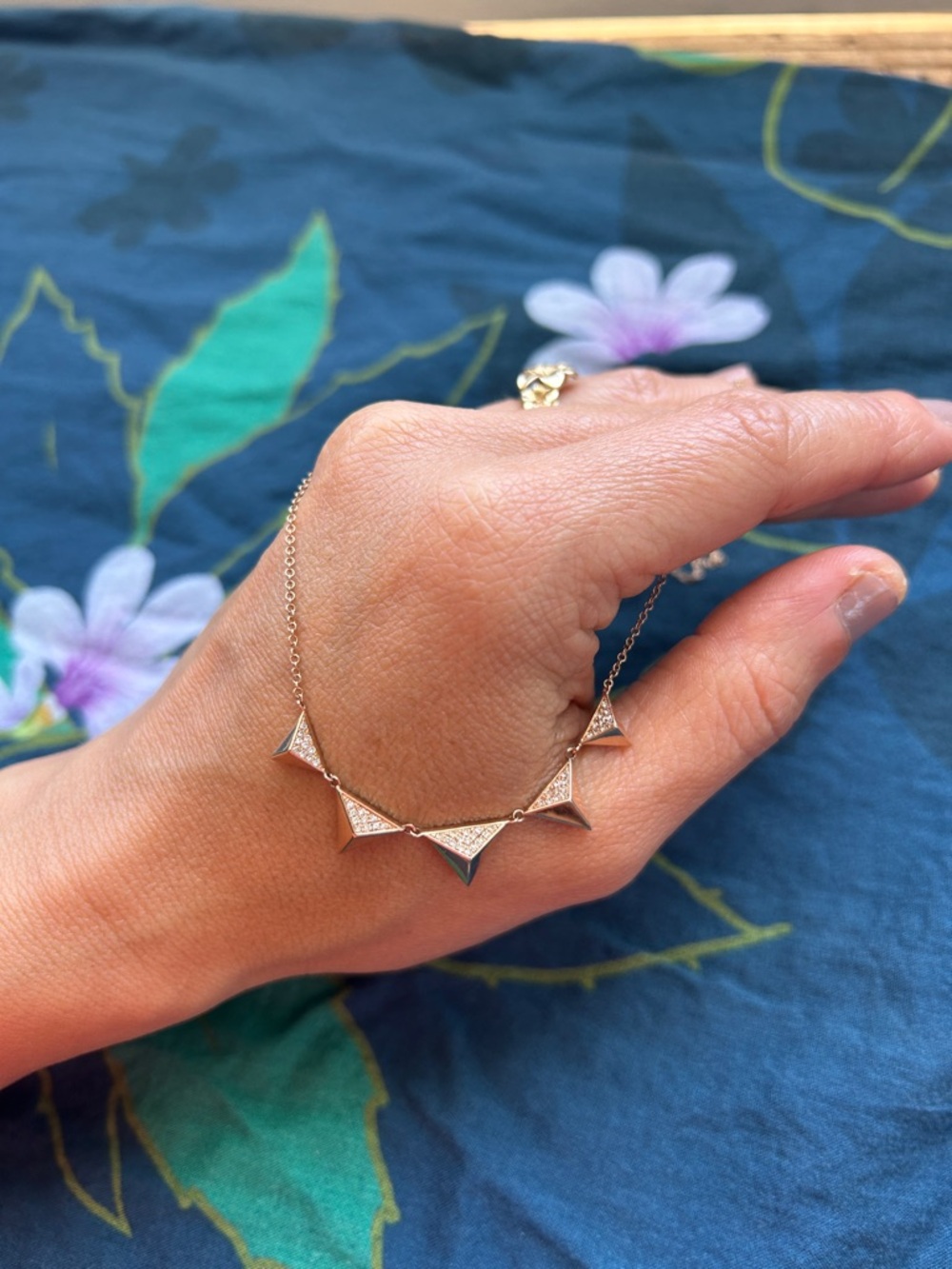 Geometric diamonds 14k retro punk Necklace in Rose Gold